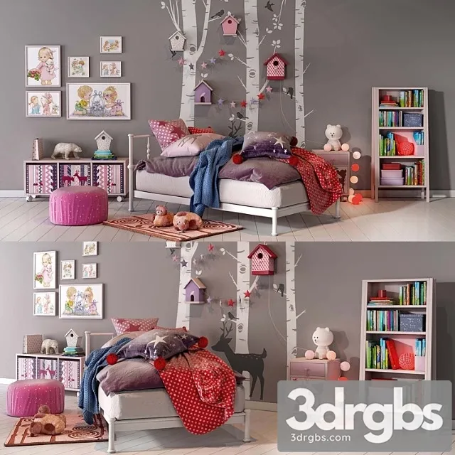 Girl Bedroom Set 02 3D Model Download Girl Bedroom Set 02 3D Model Download