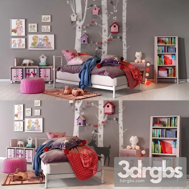 Girl Bedroom Toys Set 3D Model Download