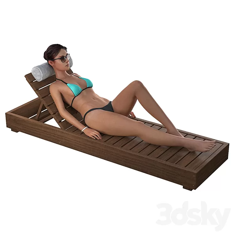 Girl on a deck-chair 3D Model