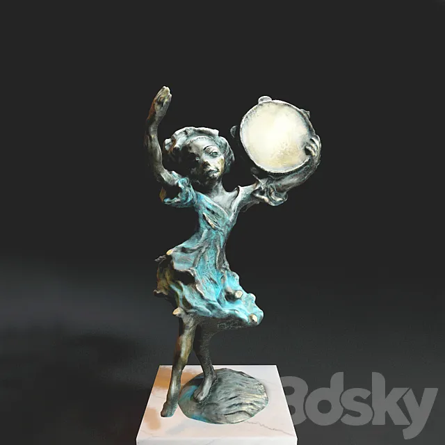 Girl with tambourine 3D Model
