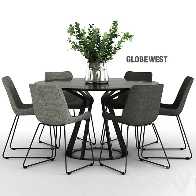 Giuliano Cappelletti Mitos Table and Cleo Sleigh Dining Chair 3DModel