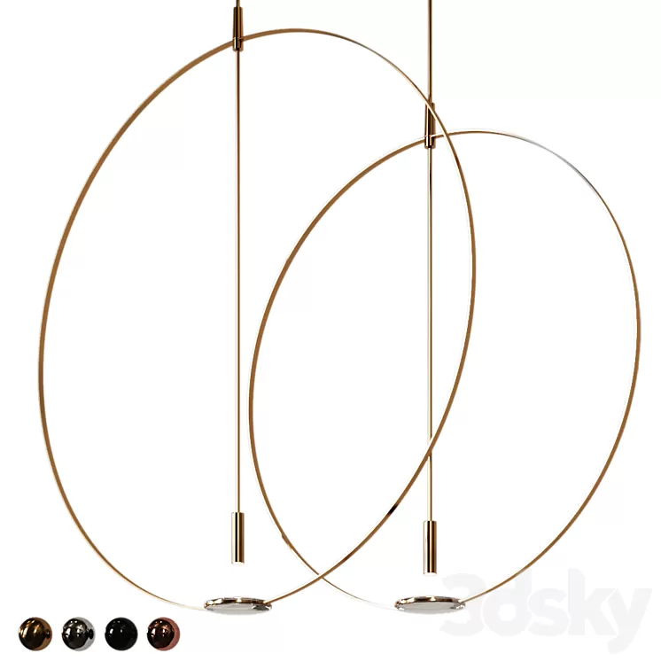 Giustini and Stagetti MAGNIFIER CEILING LAMP Gold Black Chrome Bromze 3D Model