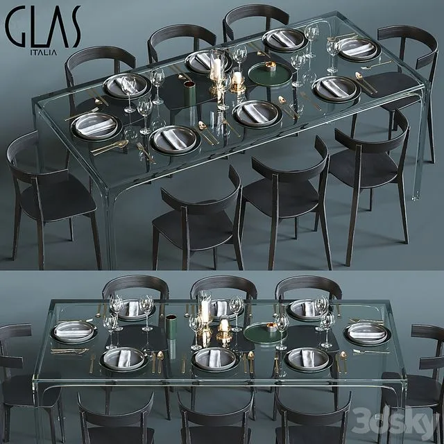 Glas Italia table set 3D Model Glas Italia table set 3D Model