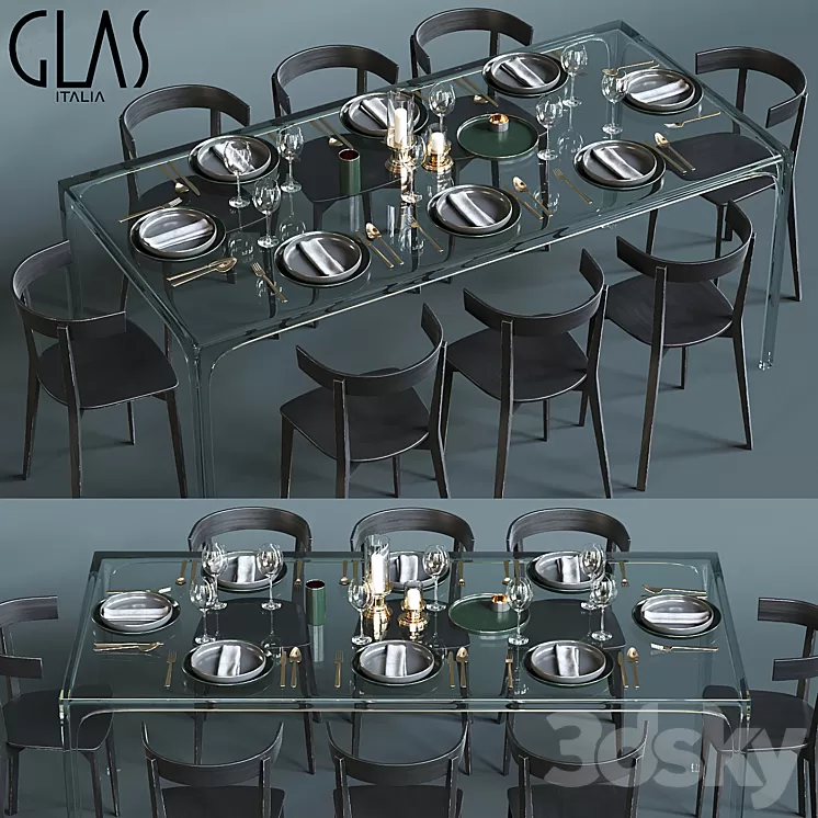Glas Italia table set 3D Model