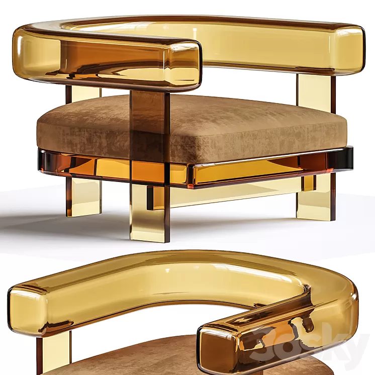 glass arm chair 3D Model Free Download