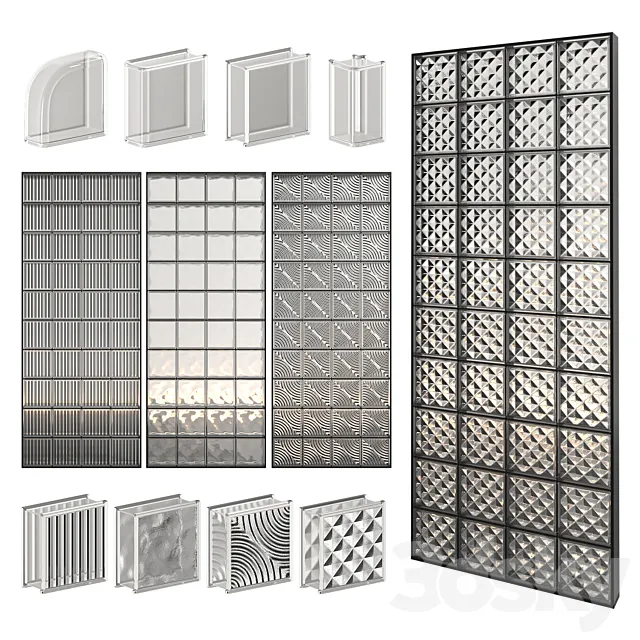 Glass Block Wall 01 3DModel Glass Block Wall 01 3DModel