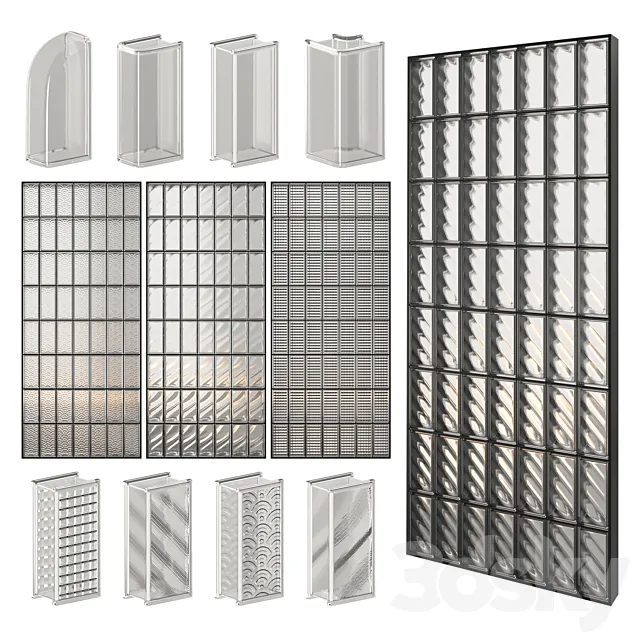 Glass Block Wall 03 3D Model Glass Block Wall 03 3D Model