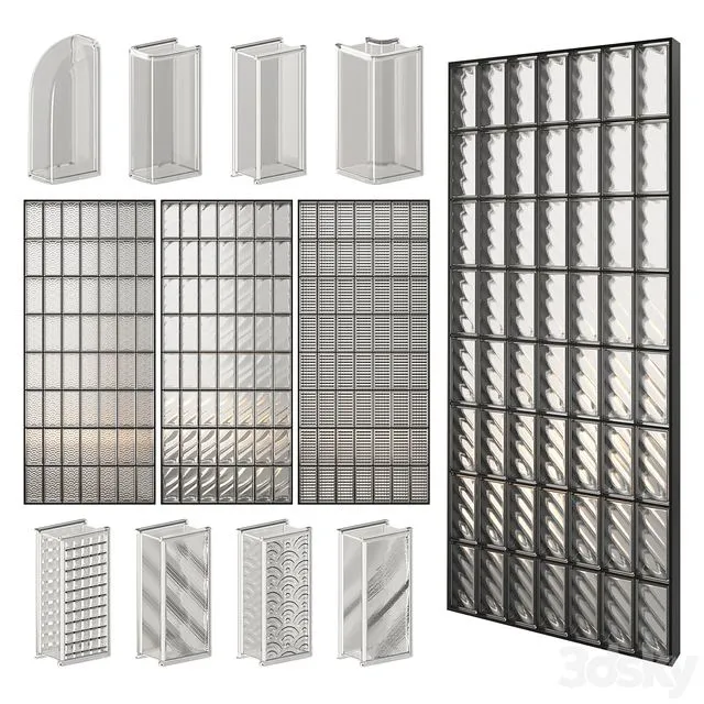 Glass Block Wall 03 3D Model