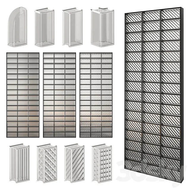 Glass Block Wall 04 3D Model Glass Block Wall 04 3D Model