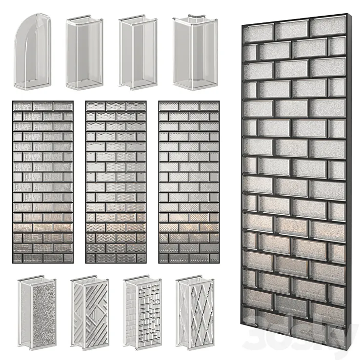 Glass Block Wall 06 3D Model Free Download