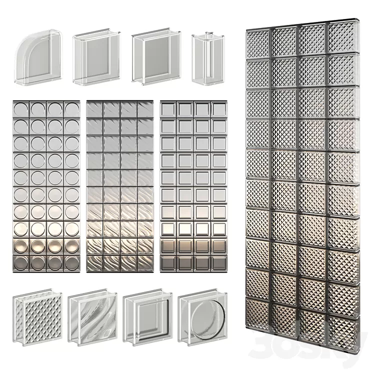Glass Block Wall 07 3D Model Free Download 3DSKY Decor Helper
