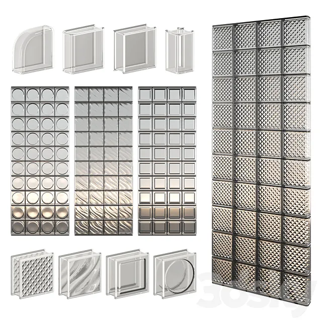 Glass Block Wall 07 3DModel Glass Block Wall 07 3DModel