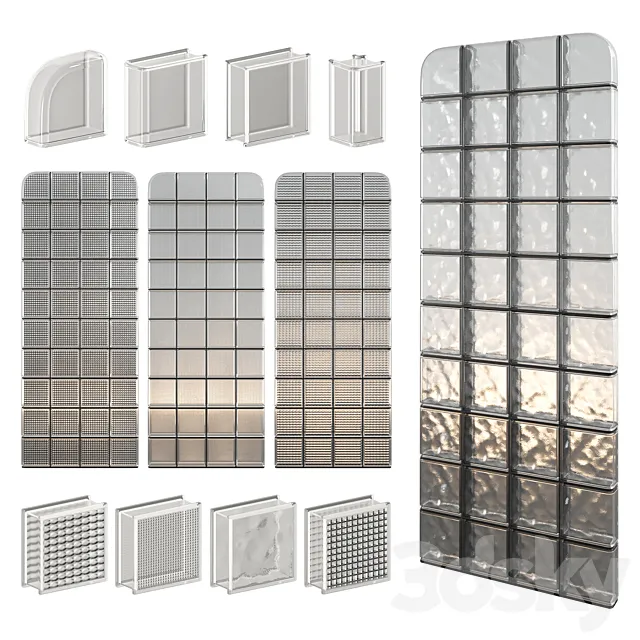 Glass Block Wall 08 3D Model Glass Block Wall 08 3D Model