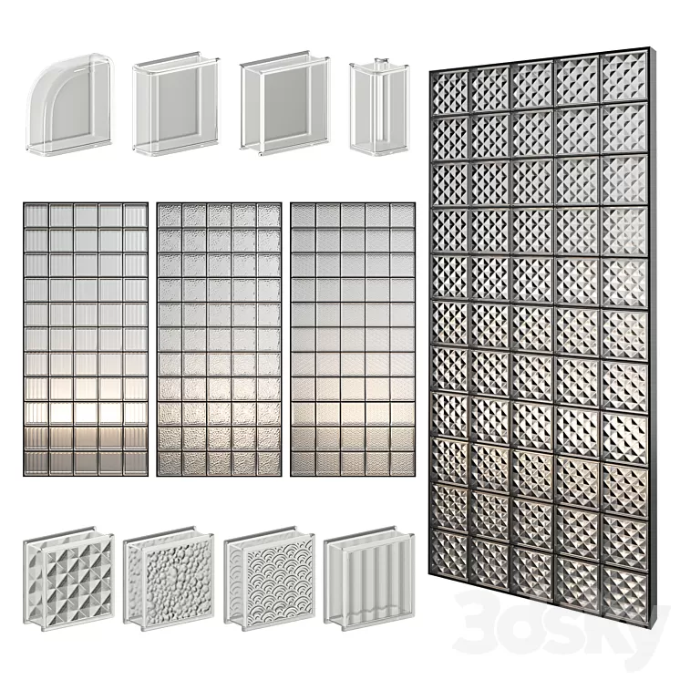 Glass Block Wall 10 3D Model Free Download 3DSKY Decor Helper