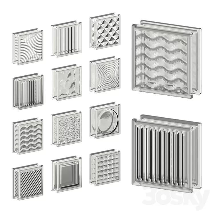 Glass Blocks 01 3D Model Free Download