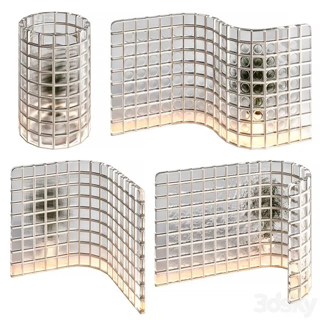 Glass Blocks Partition Zig Zag 3D Model Glass Blocks Partition Zig Zag 3D Model