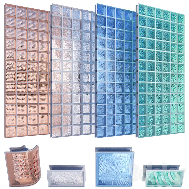 Glass blocks set 02 3D Model Free Download