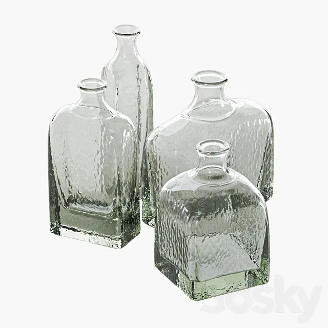 Glass bottle vases 3D Model