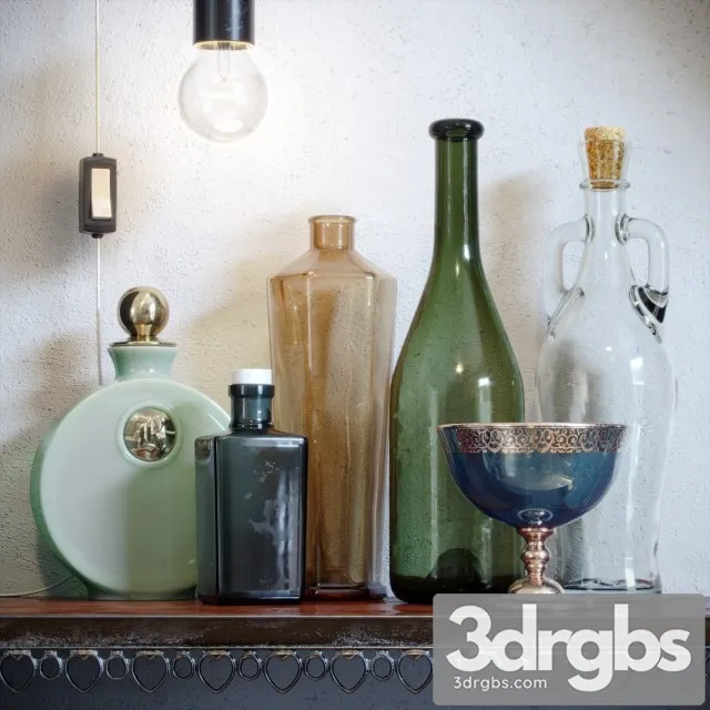 Glass Bottles Set 01 3D Model Download Glass Bottles Set 01 3D Model Download