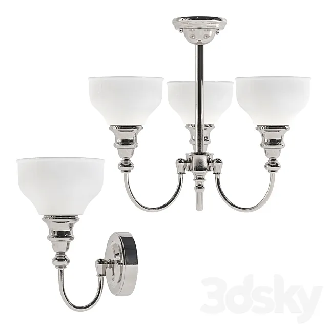 GLASS & CHROME 3 LIGHT FITTING IP44 3DModel