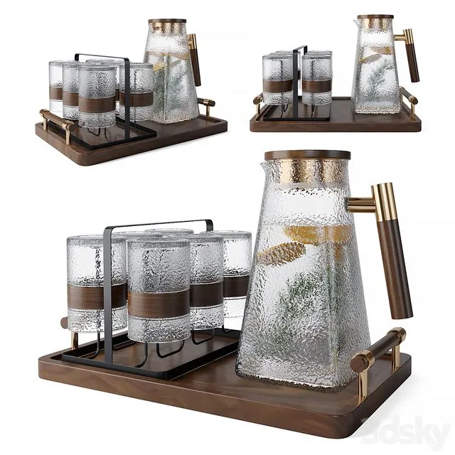 Glass Decanter Set 3 3D Model