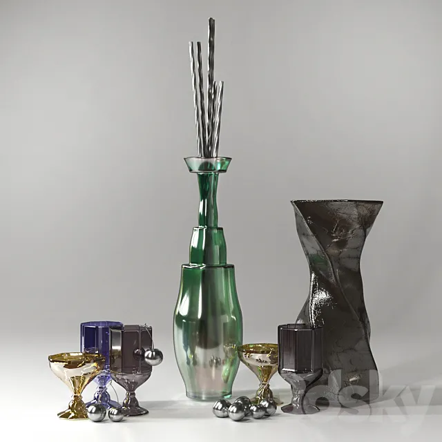 Glass Decor Set v.1 3D Model