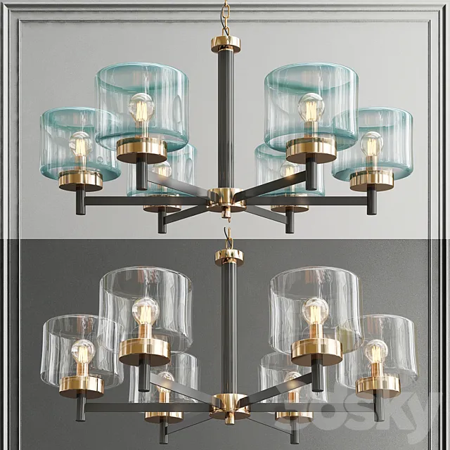 Glass designer chandelier in postmodern style 3D Model Glass designer chandelier in postmodern style 3D Model