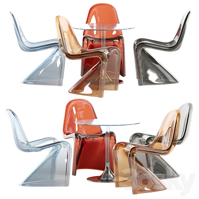 glass dining set 3DModel glass dining set 3DModel