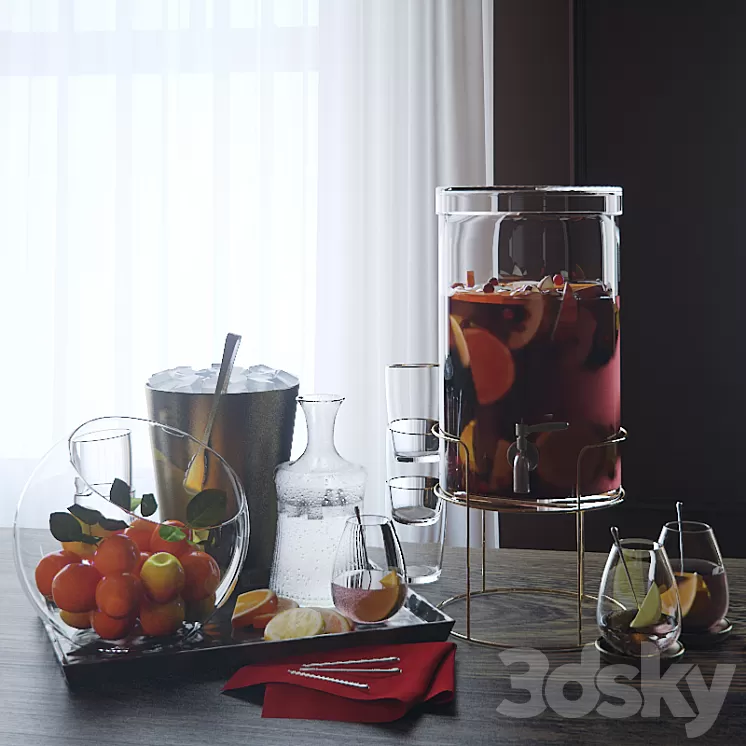 Glass drink dispenser by Crate and Barrel 3D Model