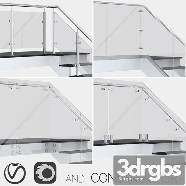 Glass Fencing With Handrail 4 Options 3D Model Download