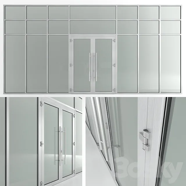 Glass fire doors and partitions Nayada. Rack profile. 3D Model