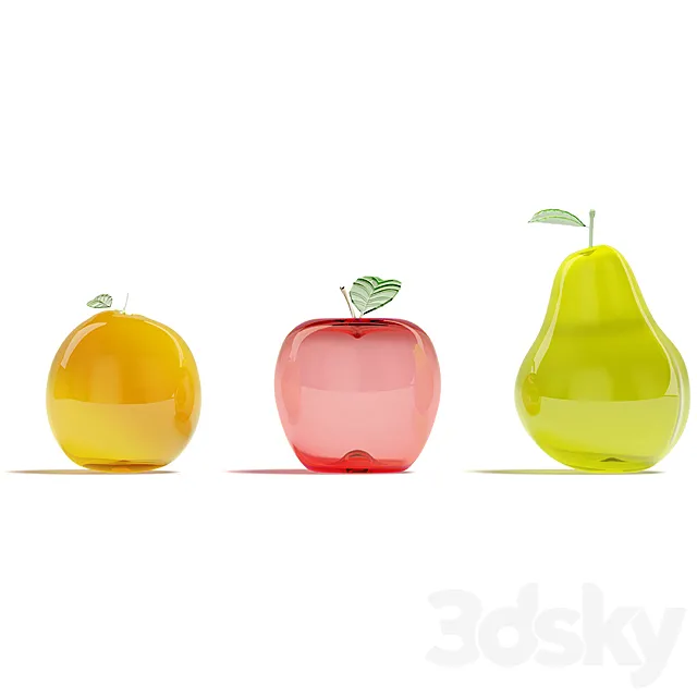 Glass fruits 3D Model Glass fruits 3D Model