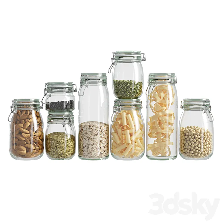 glass jar set 3D Model Free Download