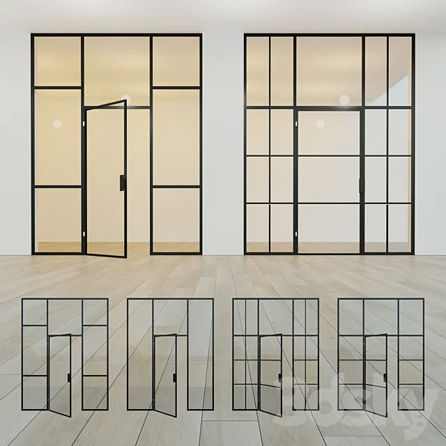 Glass partition. A door. 12 3D Model