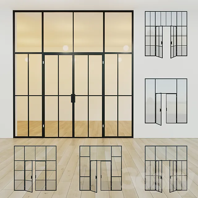 Glass partition. A door. 14 3D Model
