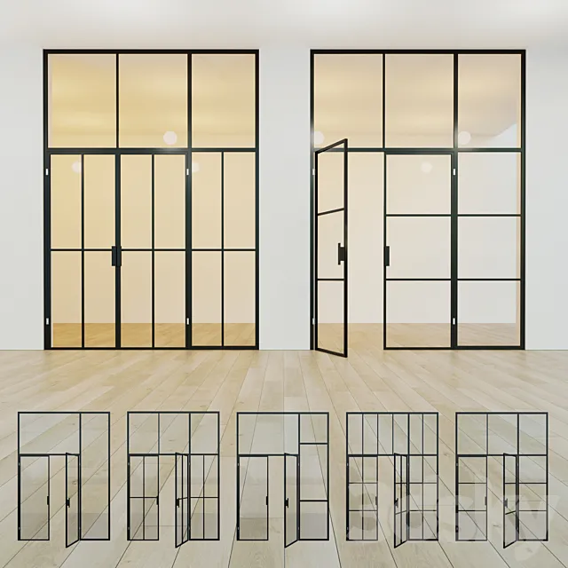 Glass partition. A door. 15 3D Model