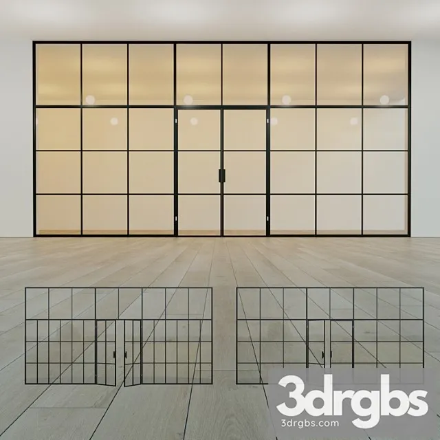 Glass partition. a door. 17 3D Model Download