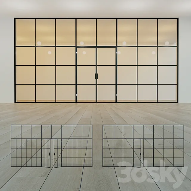 Glass partition. A door. 17 3D Model