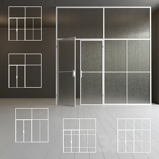 Glass partition. A door. 43 3D Model