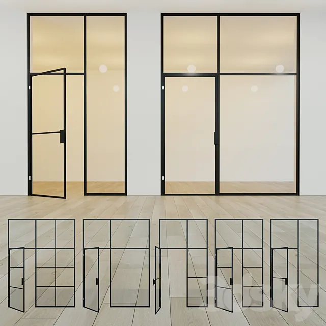 Glass partition. A door. eleven 3DModel