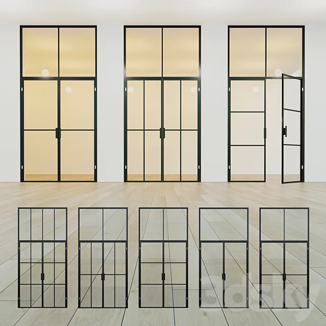 Glass partition. A door. sixteen 3DModel