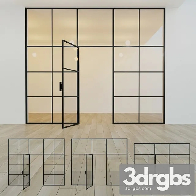 Glass partition. a door. ten 3D Model Download
