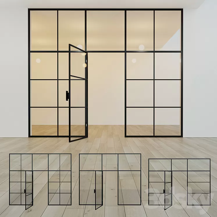 Glass partition. A door. ten 3D Model