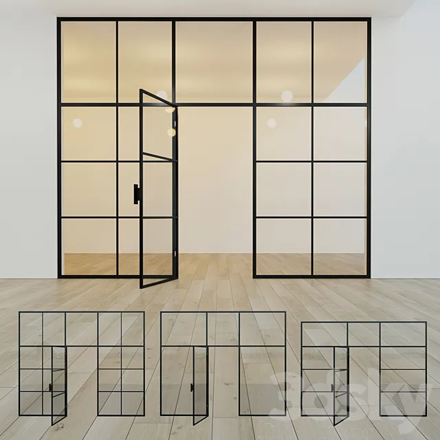 Glass partition. A door. ten 3DModel