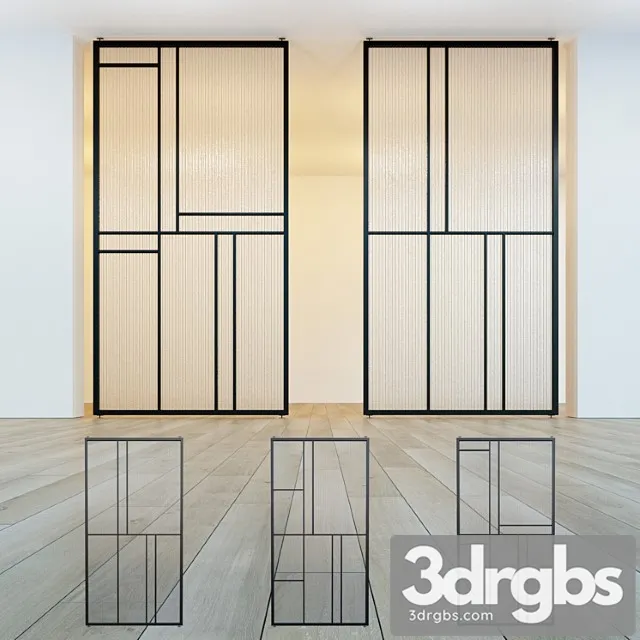 Glass partition door 39 3D Model Download