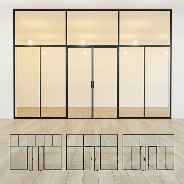 Glass partition. Door. 40 3D Model