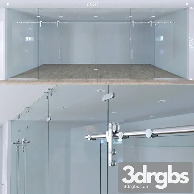Glass Partition With Sliding Doors 1 3 3D Model Download