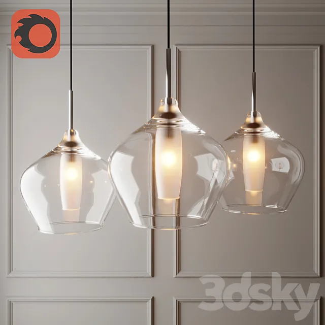 Glass pedant lamp 3D Model Glass pedant lamp 3D Model