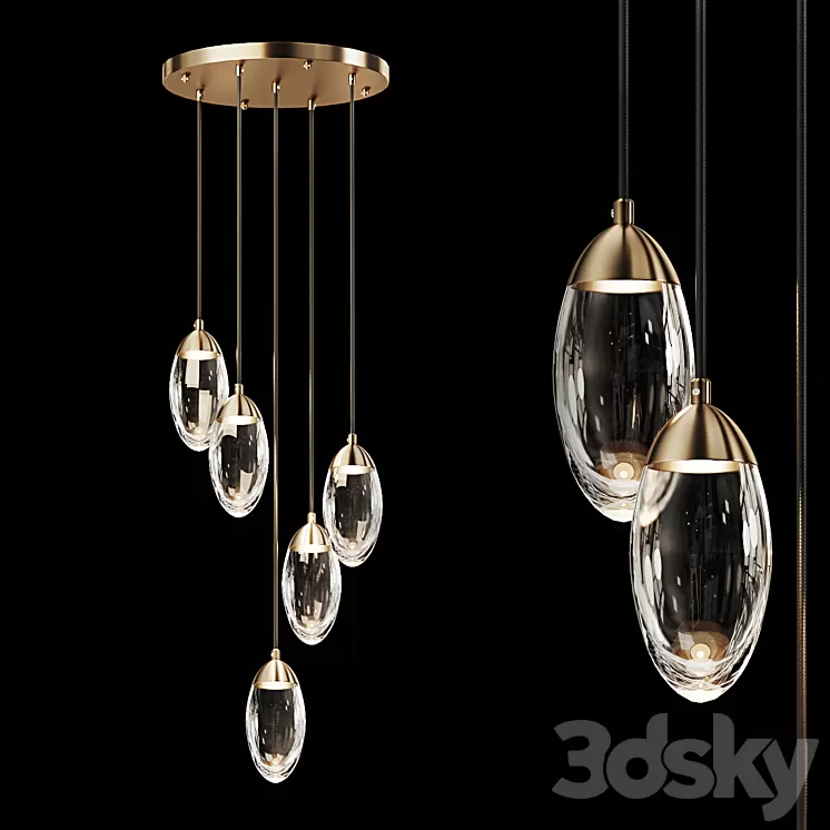 Glass pendant light combination FIERA 5 3D Model Glass pendant light combination FIERA 5 3D Model