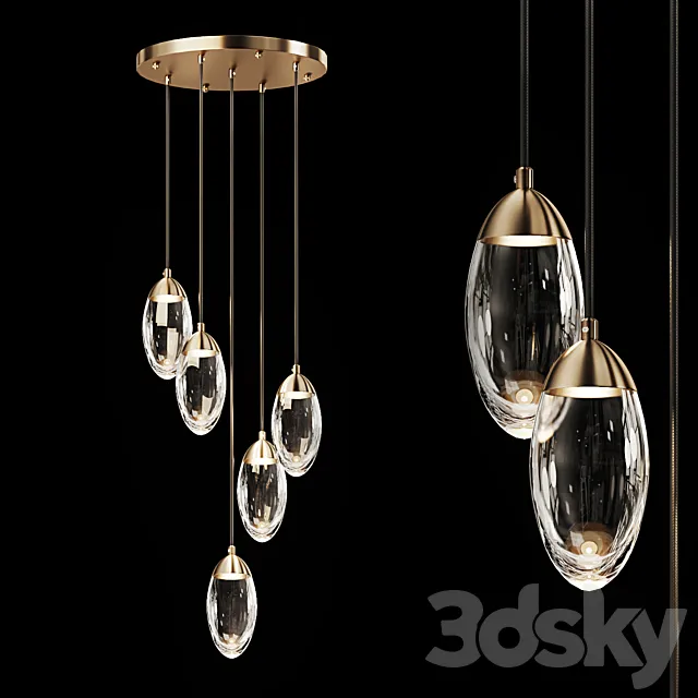 Glass pendant light combination FIERA 5 3DModel Glass pendant light combination FIERA 5 3DModel